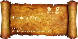 Micskey Elek névjegykártya